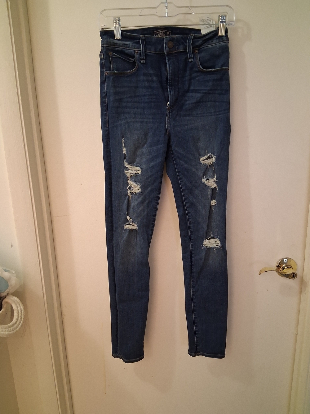 Abercrombie & Fitch Simone High Rise Super Skinny 26/ 2r Blue Distressed Jeans - Picture 2 of 9